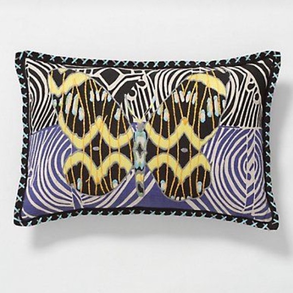 Anthropologie Pillow Kahari Bluewing Boho Embroidered